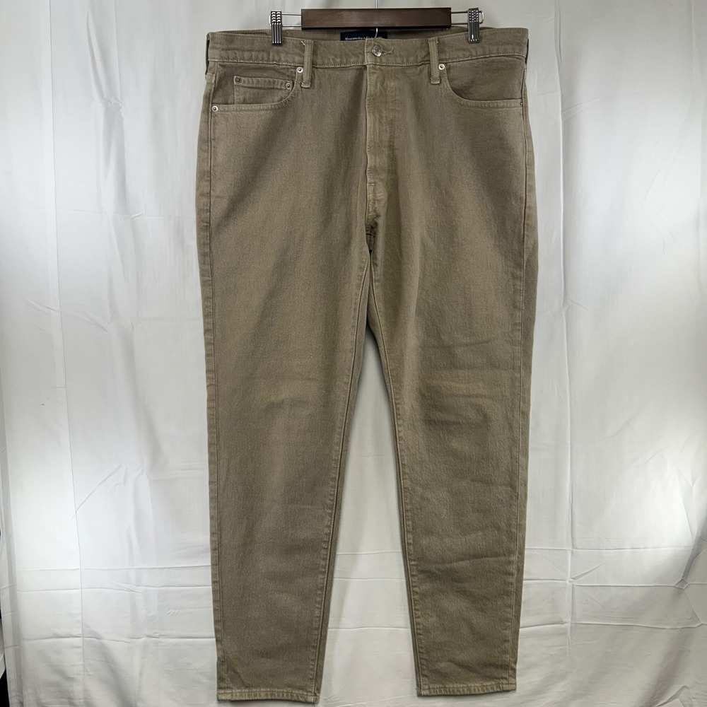 Abercrombie & Fitch 90s Slim Jeans Mens 38x32 Khaki Tan Vintage Stretch